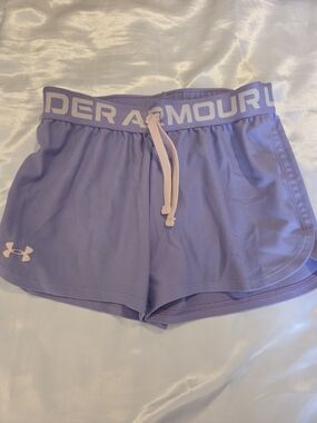 Under Armour Girls Athletic Shorts Size YMD Purple HeatGear Activewear
